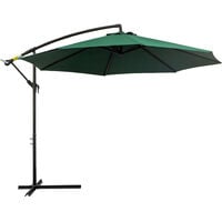 Outsunny 3(m) Garden Banana Parasol Cantilever Umbrella w/ Base, Dark Green