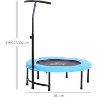 HOMCOM 40'' Kids Mini Trampoline, Adult Rebounder Jumper w/ Handle Fitness