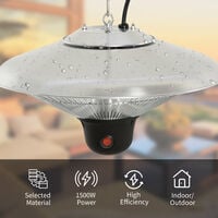 Outsunny Patio Ceiling Hanging Heater 1500W Electric Aluminium Remote Control