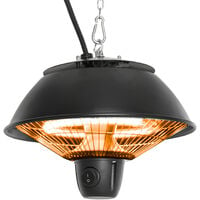 Outsunny 600W Electric Heater Ceiling Hanging Halogen Light with Adjustable Hook Chain Black Aluminium Frame