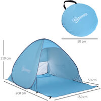 Outsunny Beach Tent Instant Camping Pop up Tent Sun Shade Shelter, Blue