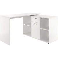 HOMCOM MDF Adjustable Large L-Shaped Computer Desk Workstation PC Home Office - White