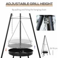 Outsunny Adjustable Tripod Charcoal Barbecue BBQ Cooking Grill Round Portable