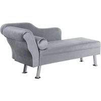 HOMCOM Chaise Longue Vintage Arm Rest Sofa Seat Cushion Sponge Grey Modern