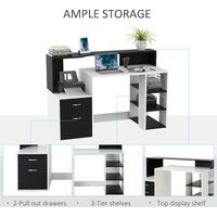 HOMCOM Multi-Storage & Workstation Desk Table Storage Shelves Home Office