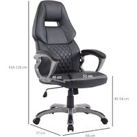 HOMCOM Racing Gaming Sports Chair Swivel Desk Chair Executive Leather Office Chair Computer PC chairs Height Adjustable Armchair
