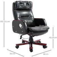 HOMCOM PU Leather Luxury Executive Swivel Office Chair Adjustable Armrest Computer Desk Reclining Arm Seat Gas Lift (Black)