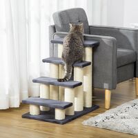 PawHut Particle Board Pet Stair Dog Cat Step Ladder Climb Older Animal Plush Soft Comfort