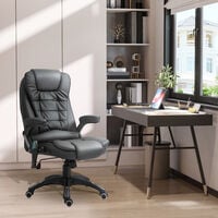 HOMCOM Deluxe Reclining Faux Leather Office Computer Chair 6-Point Massage High Back Desk Work Swivel Chair Black