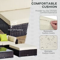 Outsunny 6 Pieces Rattan Funiture Set Conservatory Sofa Deluxe Wicker Garden