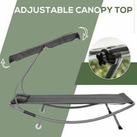 Outsunny Garden Double Hammock Sun Lounger Day Bed Canopy W/ Stand & 2 Pillows