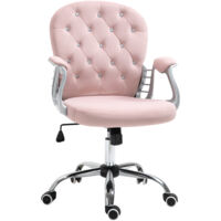 Vinsetto Office Chair Luxury Velour Diamond Tufted Padded Ergonomic 360° Swivel Pink