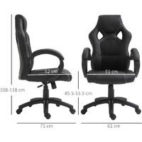 HOMCOM RacingChair Gaming Sports Swivel Desk Chair Executive Leather Office Chair Computer PC chairs Height Adjustable Armchair (Black)