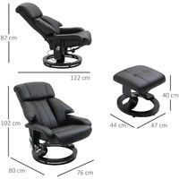 HOMCOM Luxury Fuax leather Chair Recliner Electric Massage Chair Sofa 10 Massager Heat with Foot Stool Black
