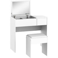 HOMCOM Chipboard Dressing Table Set with Drawer & Flip-up Mirror Multi-purpose Writing Desk 2-in-1 Dresser Eco-friendly - White