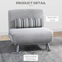 HOMCOM Futon Sofa Bed Bolster Foldable Lounge Modern Portable Grey