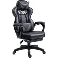 Vinsetto Gaming Chair Ergonomic Reclining Manual Footrest Wheels Grey