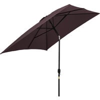 Outsunny Patio Umbrella Parasol Rectangular Canopy Tilt Crank Sun Shade Shelter Brown