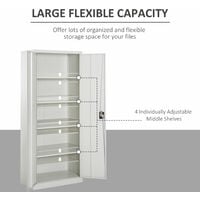 Vinsetto Filing Cabinet Storage Cupboard 2 Doors 5 Compartments Adjustable Shelf White