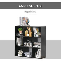 HOMCOM Cabinet Organiser Storage Bookshelf 3-tier Cupboard Home Office 9 Cubes - Black