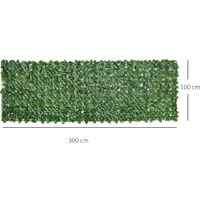 Outsunny Artificial Leaf Hedge Privacy Screen Roll Garden Fence Panel 1m x 2.4m 