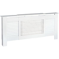 HOMCOM Extendable Radiator Cover Cabinet Slatted Design MDF White Home Office