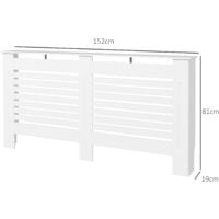 HOMCOM White Painted Radiator Cover Wooden Cabinet Horizontal Slats Modern Style