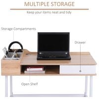 HOMCOM Computer Desk PC Workstation Storage Unit Metal Frame Home Office Study