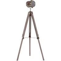 HOMCOM Industrial Tripod Floor Lamp Height Adjustable Spotlight Bronze