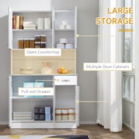 HOMCOM Wooden Kitchen Multi Storage Cabinet Display Cupboard Shelf Organizer Unit Microwave - White