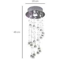 HOMCOM Metal Crystal Ceiling Light Chandelier Pendant Lamp Stairway Spiral Rain Drop Silver