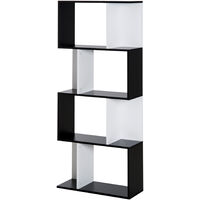 HOMCOM 4-tier Storage Display Shelving Bookcase S Shape design Unit Black