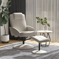 HOMCOM Adjustable PU Leather Recliner Swivel Executive Reclining Chair with Footrest Stool Grey