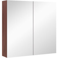 kleankin 63Wx60H cm Double Door Wall-Mount Bathroom Mirrored Cabinet Medicine