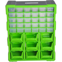 Plastic 39 Drawer Parts Organiser Wall Mount Storage Cabinet Garage DURHAND - Green
