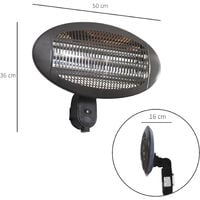 Outsunny 2kW Patio Heater Garden Wall Mount Electric Warmer Heating