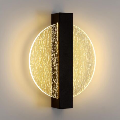 GOECO Indoor LED Wall Sconce, 12W 1500LM Black Round Modern Wall Lamp, Creative Wall Lighting for Living Room, Bedroom, Corridor, Stairs, Bar, Café, Dining Room