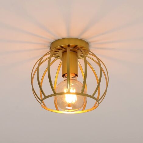 GOECO Vintage ceiling lamp, semi-entertained ceiling lamp, metal cage ceiling lamps