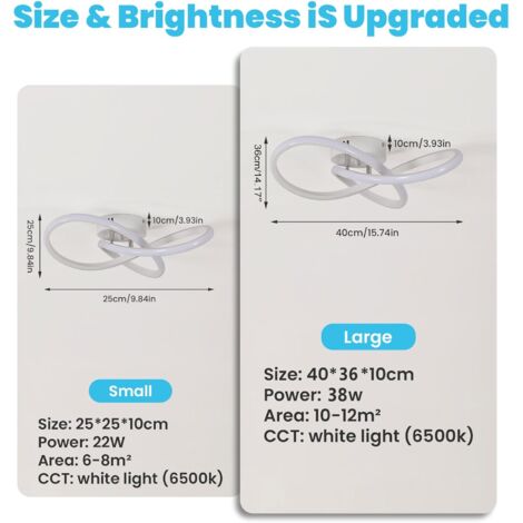 GOECO 40W LED Ceiling Light Modern Design Cool White 6000K Ceiling Lamp for Living Room Bedroom Dining Room Office White Diameter 40cm