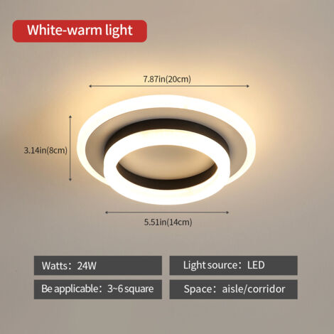 GOECO Modern LED Ceiling Light, 24W Ceiling Lamp for Bedroom, Living Room, Dining Room 3000K Warm White Luminaire