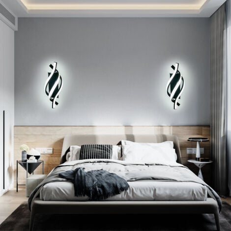 GOECO Modern LED Wall Lamp, Black Simple Creatively Aluminum Wall Sconce Light, 22W Acrylic Wall Light Decorative Lighting Fixtures for Bedroom Living Room Hallway Aisle Balcony, Cool White, 6000K