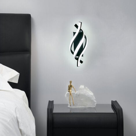 GOECO Modern LED Wall Lamp, Black Simple Creatively Aluminum Wall Sconce Light, 22W Acrylic Wall Light Decorative Lighting Fixtures for Bedroom Living Room Hallway Aisle Balcony, Cool White, 6000K