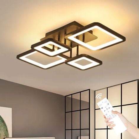 GOECO Modern LED ceiling light, 54W Dimmable ceiling light with remote control 3000k-6500k, Creative rectangular design ceiling lamp for living room, bedroom, kitchen (black)