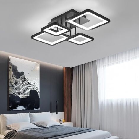 GOECO Modern LED ceiling light, 54W Dimmable ceiling light with remote control 3000k-6500k, Creative rectangular design ceiling lamp for living room, bedroom, kitchen (black)