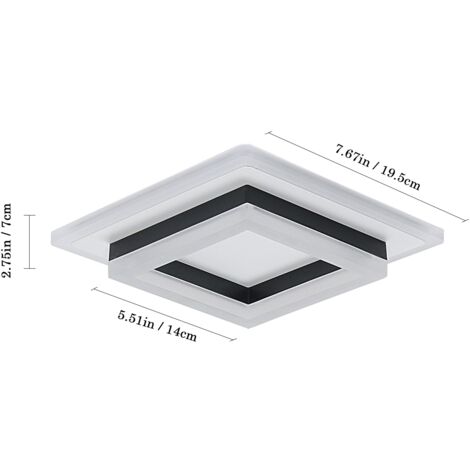 GOECO Square LED Ceiling Light 24W, Acrylic Ceiling Lamp, Modern LED Ceiling Light Fixture for Living Room, Bedroom, Kitchen, Hallway 6000K