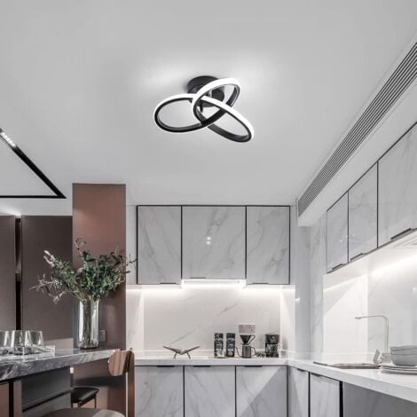 GOECO Modern LED Ceiling Lights,12W Modern Spiral Design LED Ceiling Lamp for Aisle,Corridor,Bedroom Hotel,Kitchen,Stair Lamp on Ceiling, Cold White 6000K (Black)