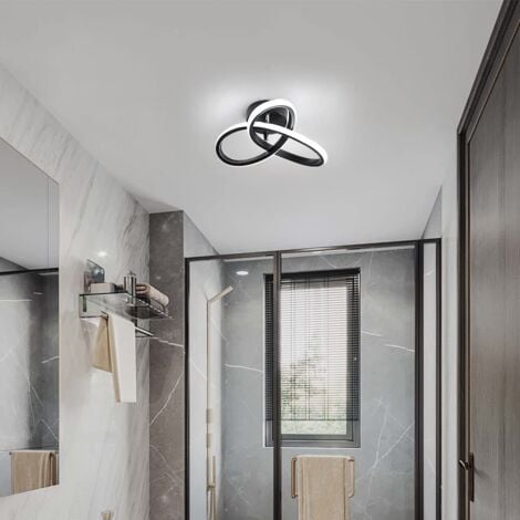 GOECO Modern LED Ceiling Lights,12W Modern Spiral Design LED Ceiling Lamp for Aisle,Corridor,Bedroom Hotel,Kitchen,Stair Lamp on Ceiling, Cold White 6000K (Black)