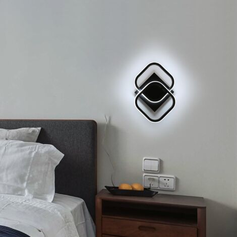GOECO LED Ceiling Light Modern Black, 19W Acrylic LED Ceiling Lamp 2550LM, Square Light Cool White 6500K for Bedroom Living Room Kitchen Hallway (24x24x10cm)