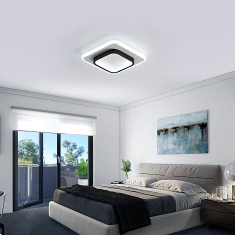 GOECO Modern LED Ceiling Light, Square Mode Acrylic Ceiling Lamp 24W, Diameter 24cm, Lighting for Hallway Balcony Staircase, Cold White 6000K Black