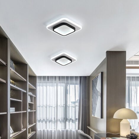 GOECO Modern LED Ceiling Light, Square Mode Acrylic Ceiling Lamp 24W, Diameter 24cm, Lighting for Hallway Balcony Staircase, Cold White 6000K Black